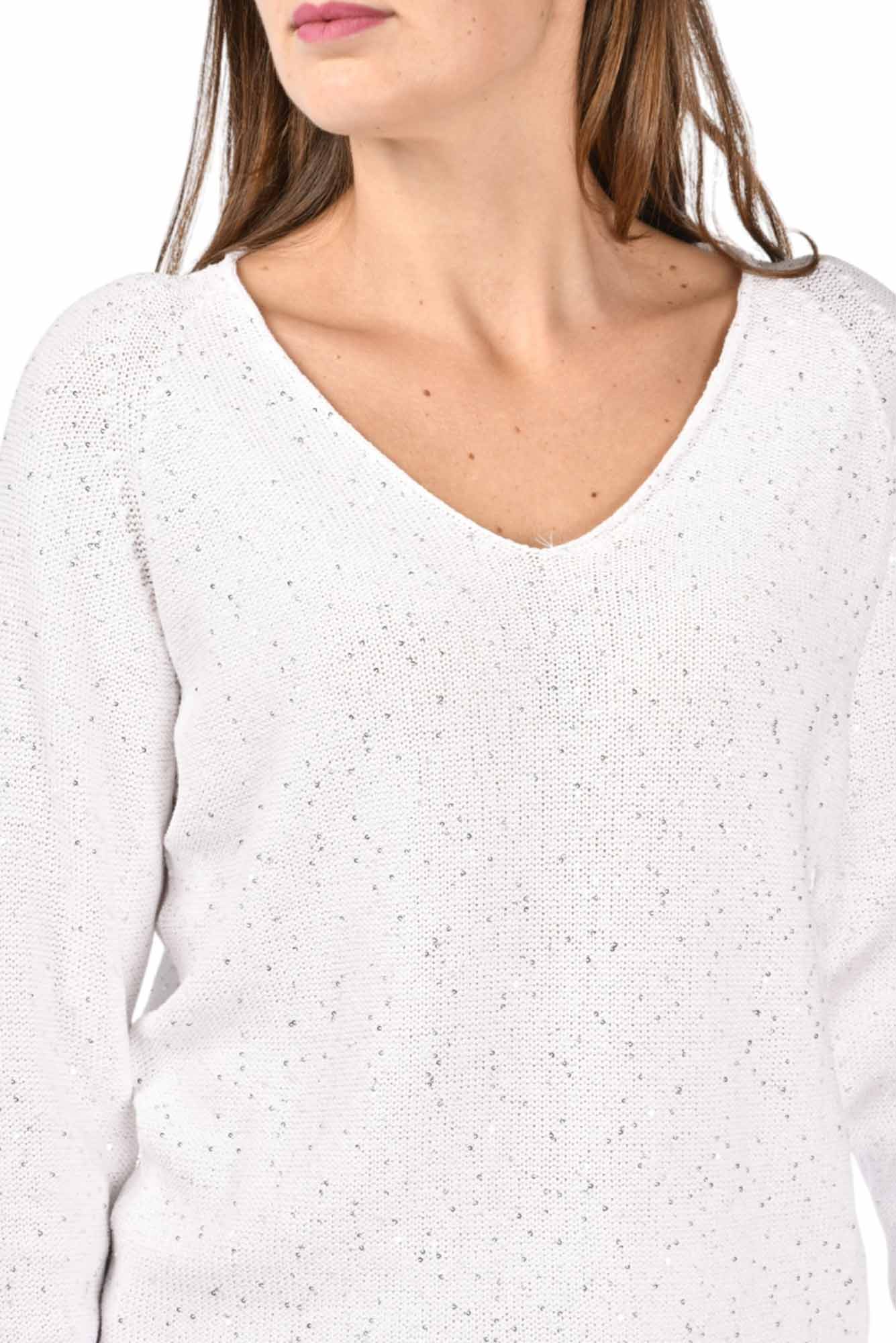 Maglia in cotone con micro pailettes Gran Sasso - immagine 2