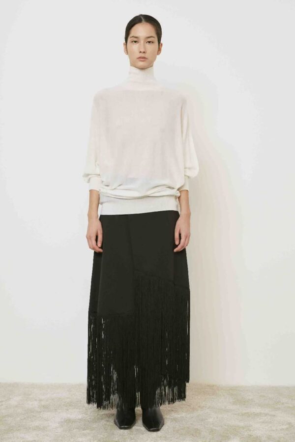 Gonna a portafoglio con frange di Meimeij