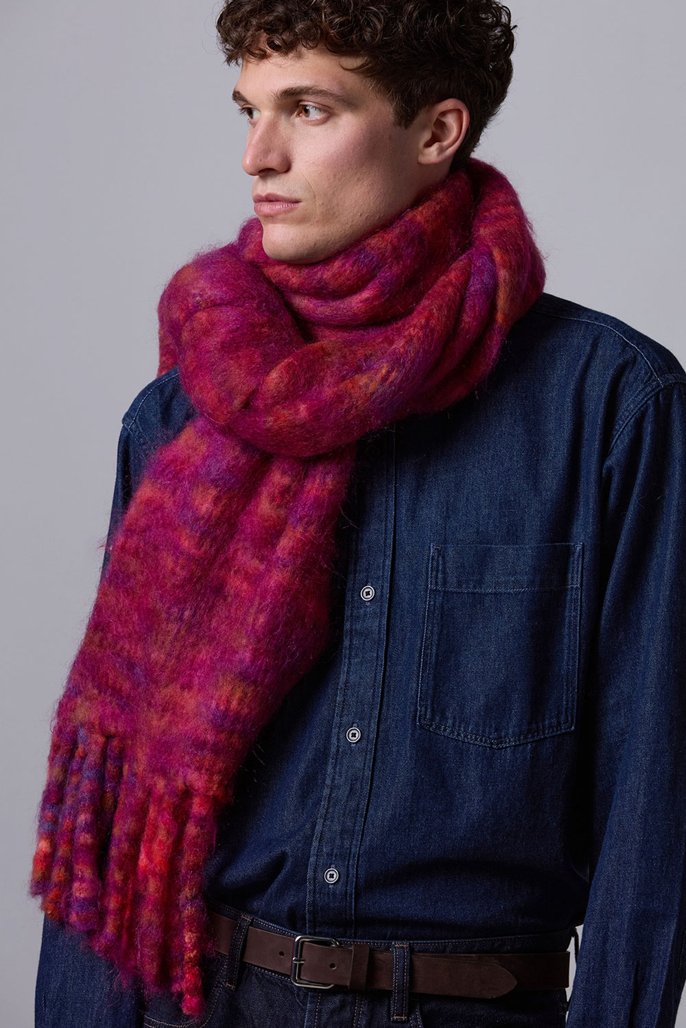 Sciarpa multicolor in lana e mohair di Roberto Collina - immagine 4