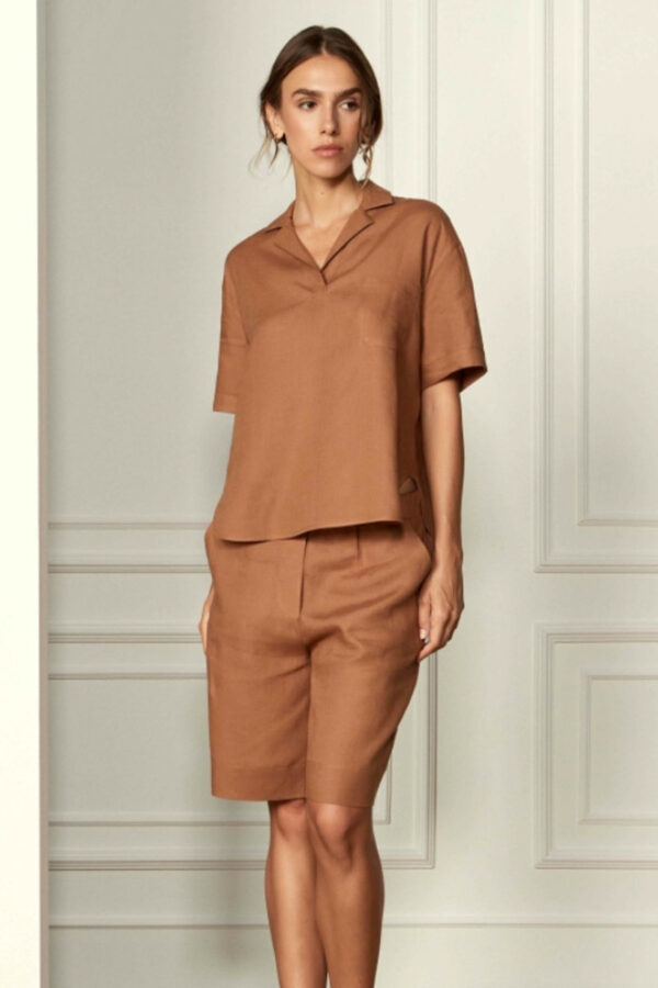 Polo skipper in 100% lino di Gran Sasso